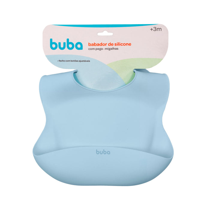 Babero De Silicona Con Atrapa Migas Buba +3M Azul