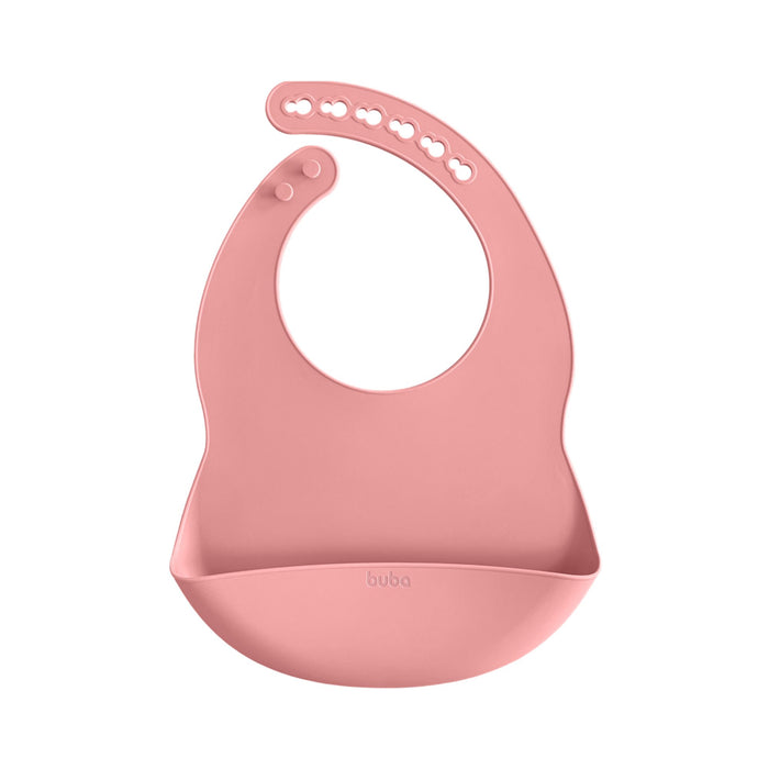 Babero De Silicona Con Atrapa Migas Buba +3M Rosa