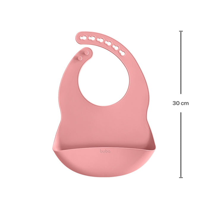 Babero De Silicona Con Atrapa Migas Buba +3M Rosa