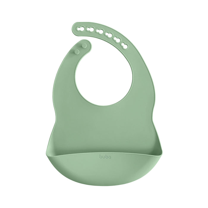 Babero De Silicona Con Atrapa Migas Buba +3M Verde