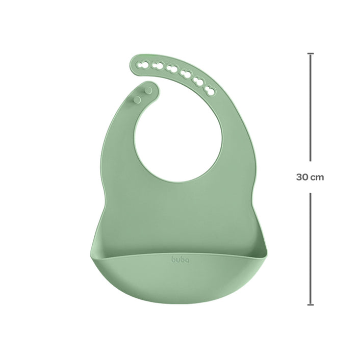 Babero De Silicona Con Atrapa Migas Buba +3M Verde