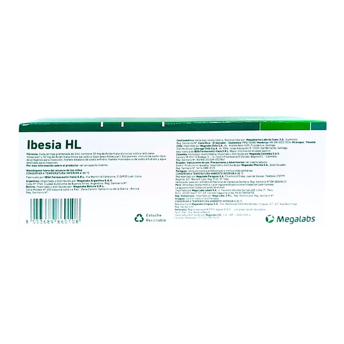 Ibesia Hl Acido Hialurónico Sódica 3.2% X Jeringa Prellenada / 2Ml