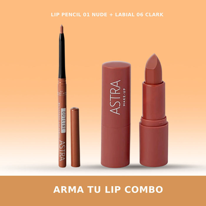 Lápiz Labial Astra Outline Waterproof Lip Pencil Nro.01 Nude