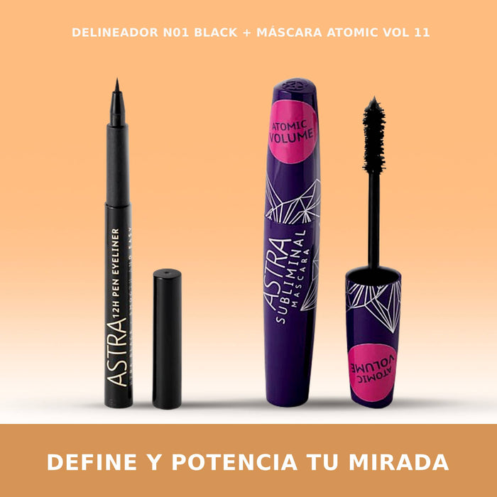 Máscara De Pestañas Astra Subliminal Atomic Volume Black X 11Ml