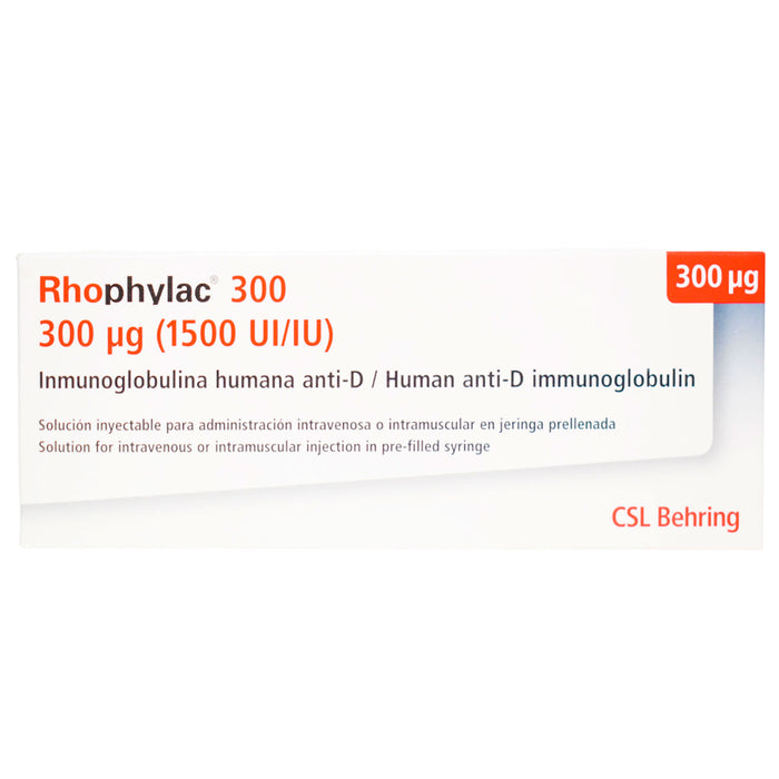 Vacuna Rhophylac Inmunoglobulina Anti D 300Mcg X Ampolla