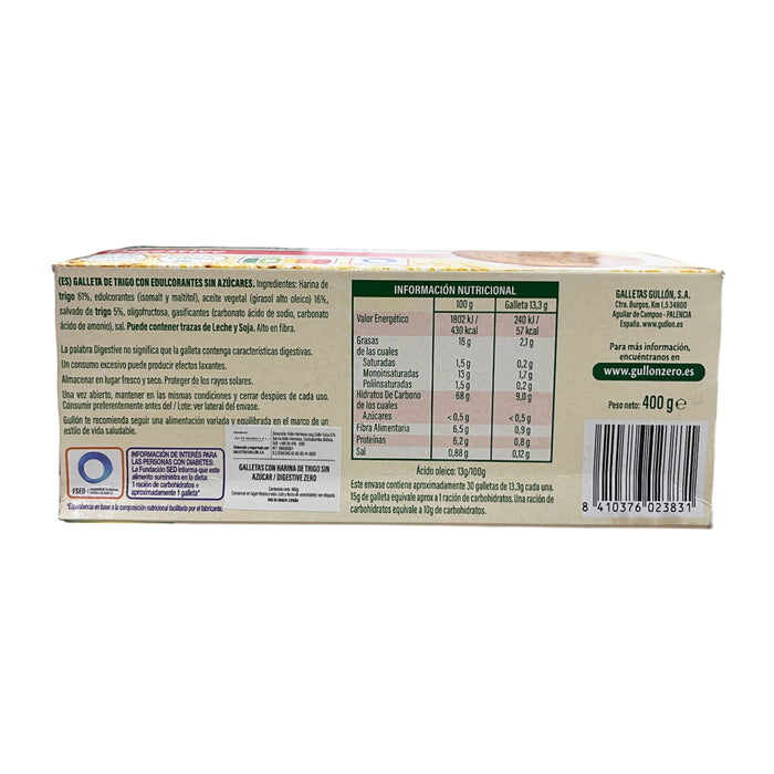 Galleta Digestive Zero Gullon Sin Azúcar X 400G