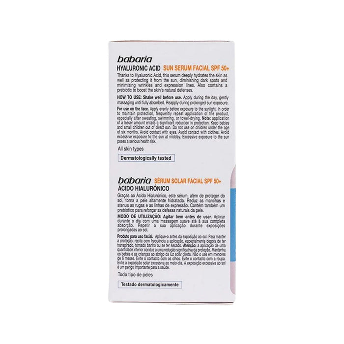 Serum Facial Babaria Ácido Hialuronico Solar Spf50 +  X 30Ml