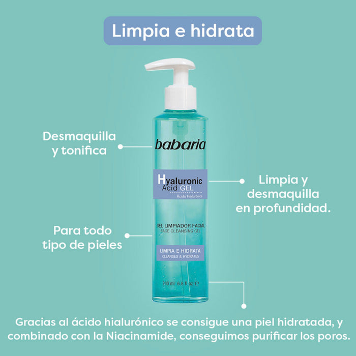 Gel Limpiador Facial Babaria Ácido Hialurónico X 200Ml