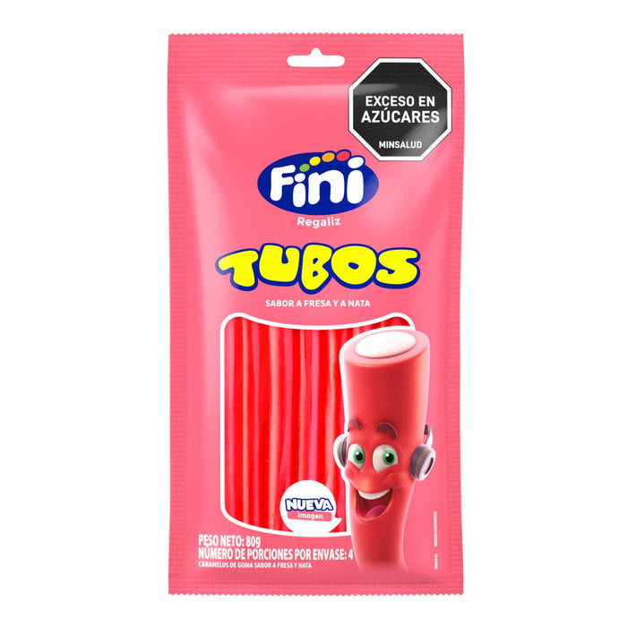 Fini Regaliz Tubos Fresa -Frutilla Y Nata X 80G