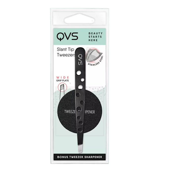 Qvs Circo Tweezer Slant Tip Black Pinzas 10