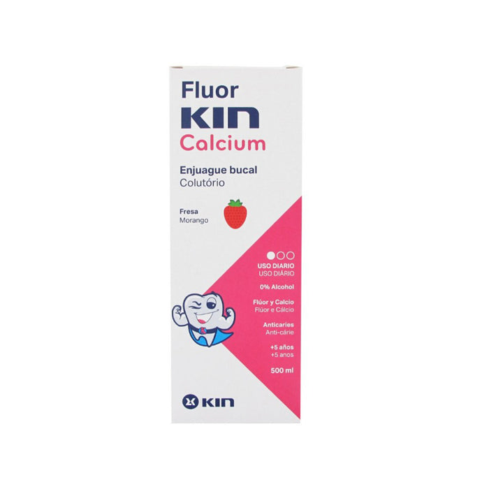 Fluor Kin Calcium Enjuague Bucal Sabor Fresa X 500Ml