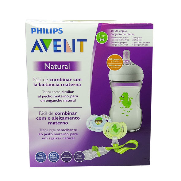 Avent Biberon Natural 260Ml Dragon+2Chupete X Set