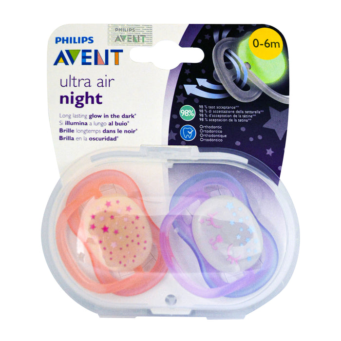 Avent Chupete U Air Night Niña 0-6M X 2 Unidades