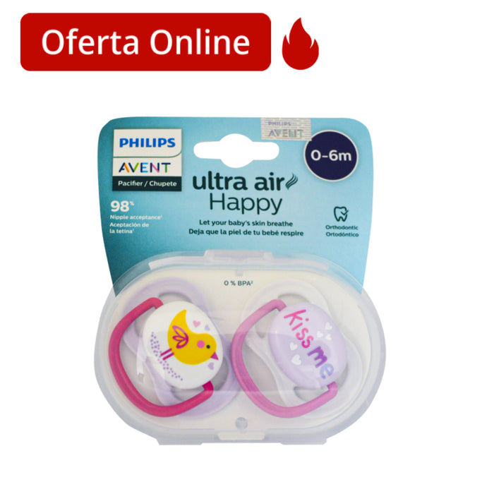 Chupete Ultra Air Avent 0-6M Niña X 2 Unidades