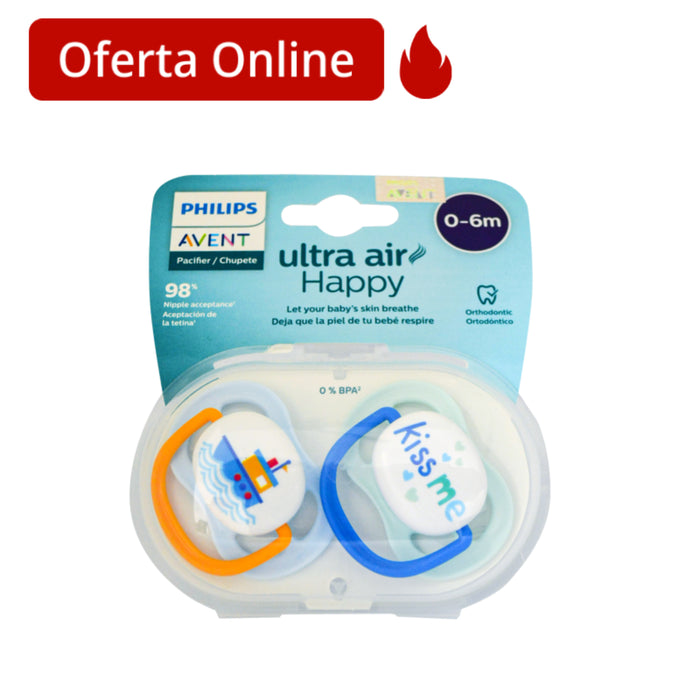 Chupete Ultra Air Avent 0-6M Niño X 2 Unidades