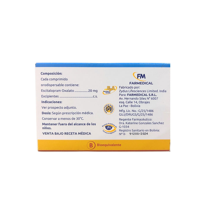 Serodep Od Escitalopram 20Mg X Comprimido Orodispersable