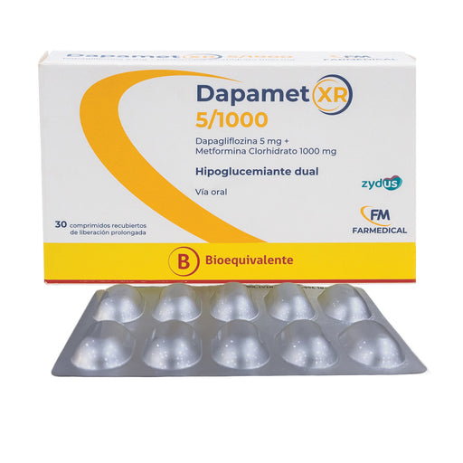 Dapamet Xr 5/1000Mg Dapagliflozina /Metformina X Comprimido Li...