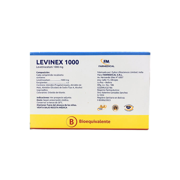 Levinex Levetiracetam 1000Mg X Comprimido