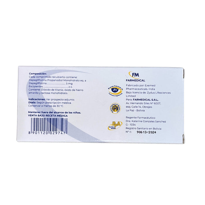 Dapa Dapagliflozina 5 Mg X Comprimido