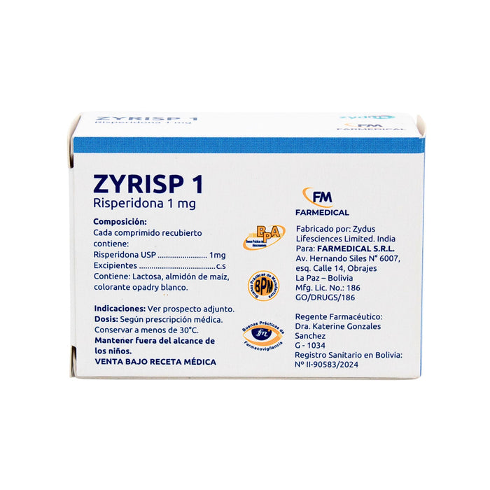 Zyrisp 1Mg Risperidona X Comprimido
