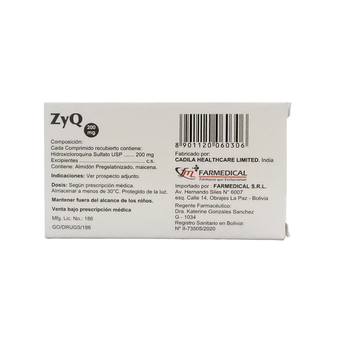 Zyq 200Mg X 100 Comp Hidroxicloroquina