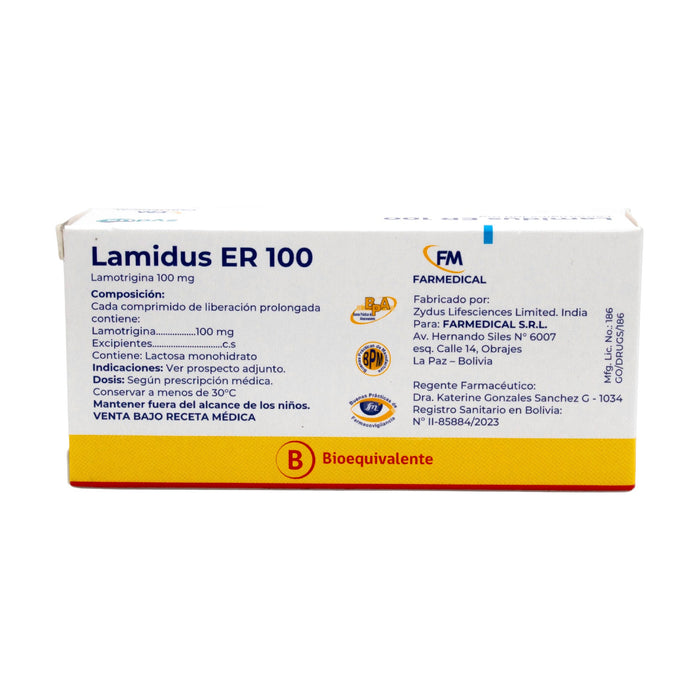 Lamidus Er Lamotrigina 100Mg X Comprimido De Liberación Prolongada