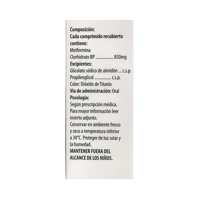 Metchek Metformina 850Mg X Comprimido