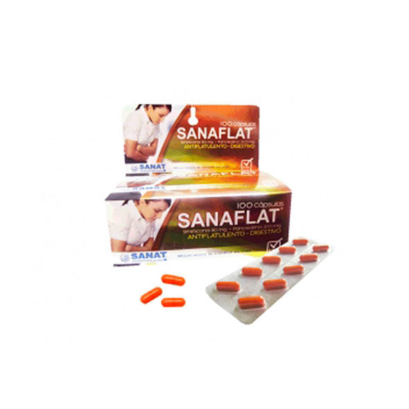 Sanaflat Pancreatina 200Mg Y Simeticona 80Mg X Capsula