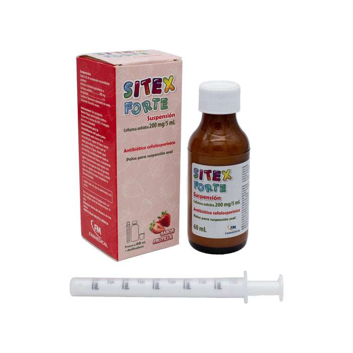 Sitex Forte Cefixima 200Mg/5Ml Sabor Frutilla Suspensión X 60Ml