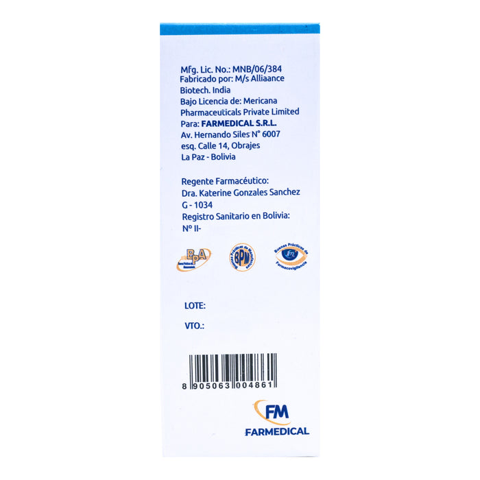 Oxicar Oxcarbazepina 300Mg / 5Ml Suspensión X 60Ml