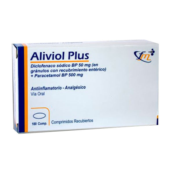 Aliviol Plus Paracetamol 500Mg Y Diclofenaco Sodico 50Mg X Tableta