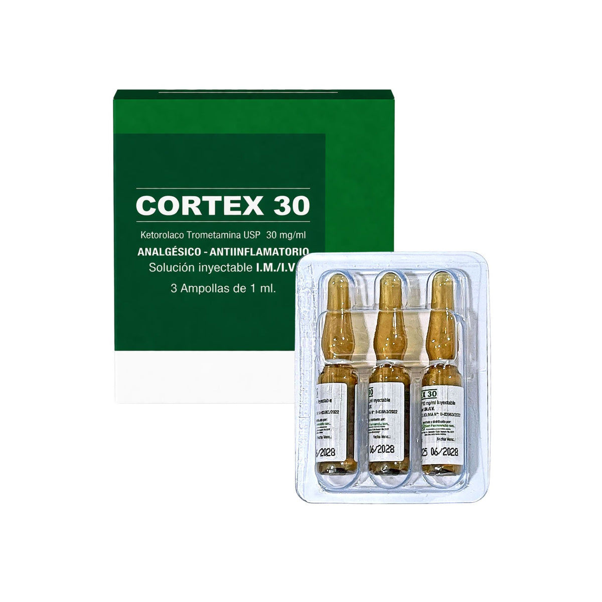 Cortex 30Mg Im-Iv X 3 Amp 1Ml Ketorolaco— Farmacorp
