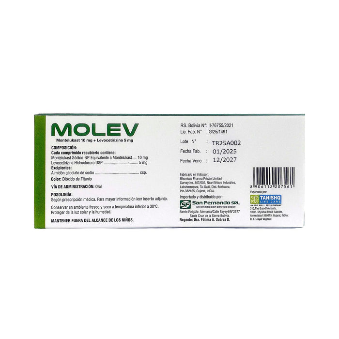 Molev Montelukast Levocetrizina X Comprimido