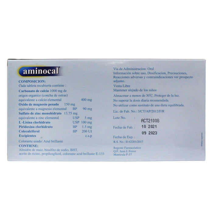Aminocal Multivitaminas Y Minerales X Tableta