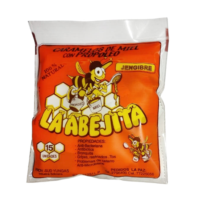 La Abejita Caramelos Miel Propoleo Jengibre X 15 Unidades