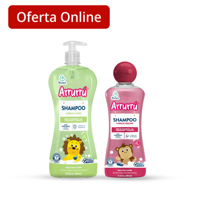 Combo Arrurrú Shampoo Cabello Claro 750Ml + Shampoo Cabello Oscuro 400Ml