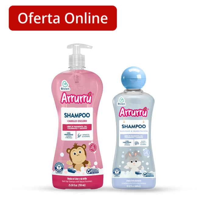 Combo Arrurrú Shampoo Cabello Oscuro 750Ml + Shampoo Suavidad y Humectación 400Ml