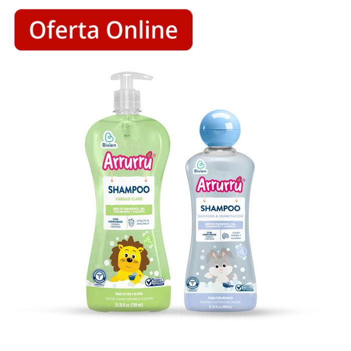 Combo Arrurrú Shampoo Cabello Claro 750Ml + Shampoo Suavidad y Humectación 400Ml