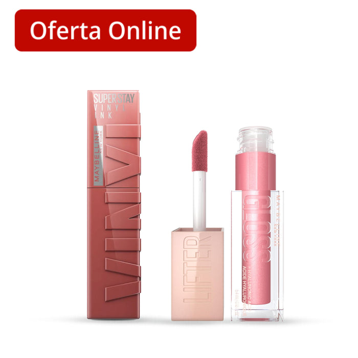 Combo Labial Super Stay Vinyl Ink 35 Cheeky + Brillo Labial Lifter Gloss 011 Brass