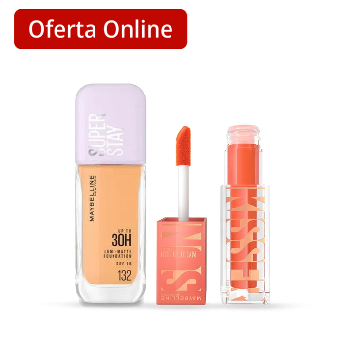 Combo Base Super Stay 30H Lumi-Mate 132 + Rubor Sunkisser 34 Peachy
