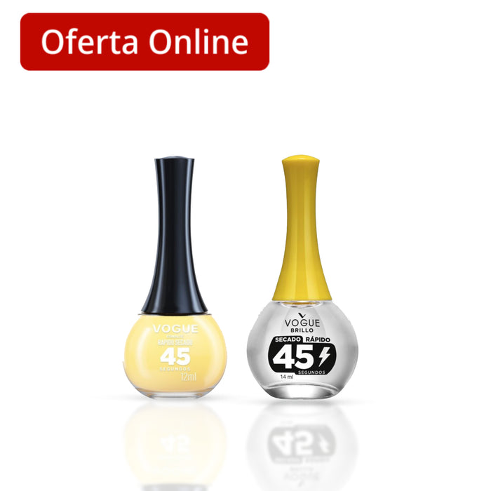 Combo Esmalte Vogue Brillo Secado Rápido + Esmalte Vogue Sol Playero