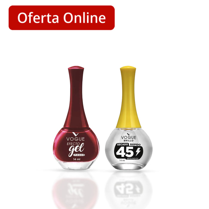 Combo Esmalte Vogue Brillo + Esmalte Vogue Gel Voluntad