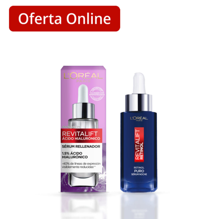 Combo L'oreal Revitalift Retinol Noche + Serum Ácido Hialurónico