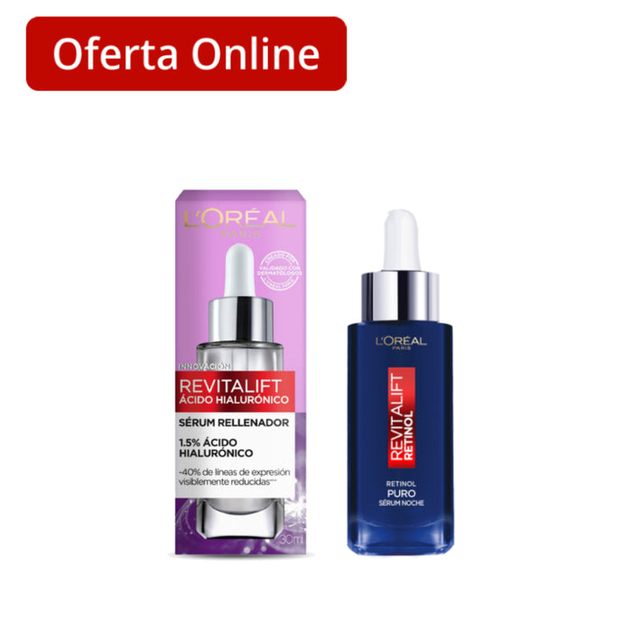 Combo L'oreal Revitalift Retinol Noche + Serum Ácido Hialurónico