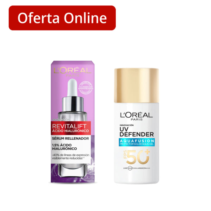 Combo L'oreal Ácido Hialurónico + Protector Solar Uv Defender Fps50