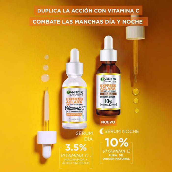 Combo Garnier Serum Aclara Nocturno + Serum Skin Active