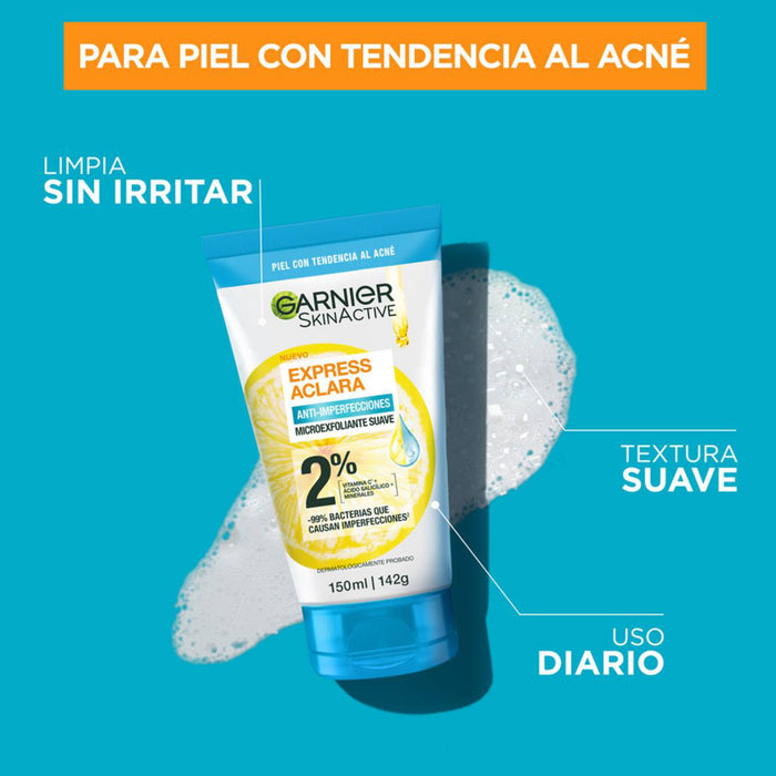 Combo Garnier Microexfoliante Aclara Anti Acné + Serum Anti Acné Express Aclara