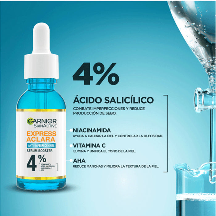 Combo Garnier Microexfoliante Aclara Anti Acné + Serum Anti Acné Express Aclara