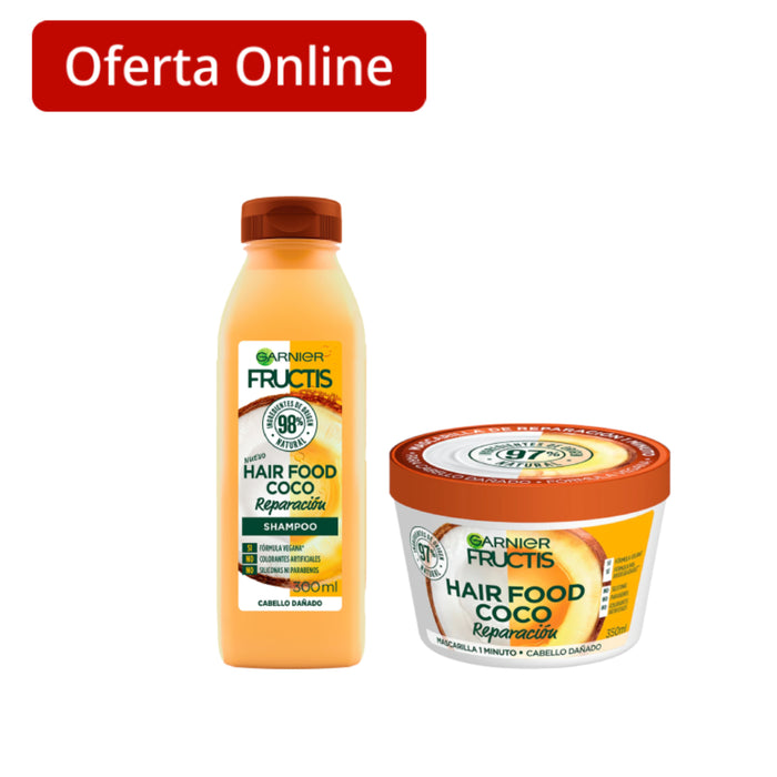 Combo Garnier Fructis Tratamiento Capilar Coco + Shampoo Hair Food Coco