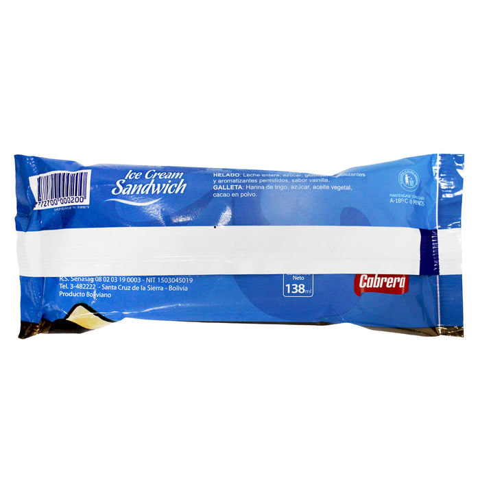 Cabrera Sandwich Helado X Unidad